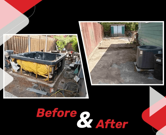 Hot Tub Removal: original before and after job photos